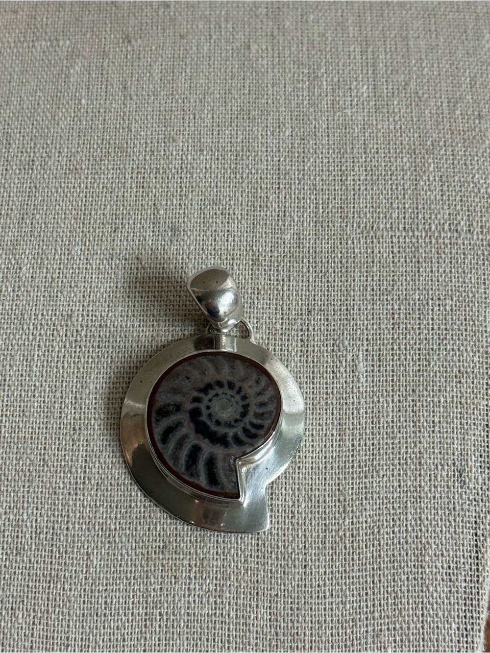 Ammonite Pendant Sterling Silver 925 Natural Fossil Large 15.82 grams